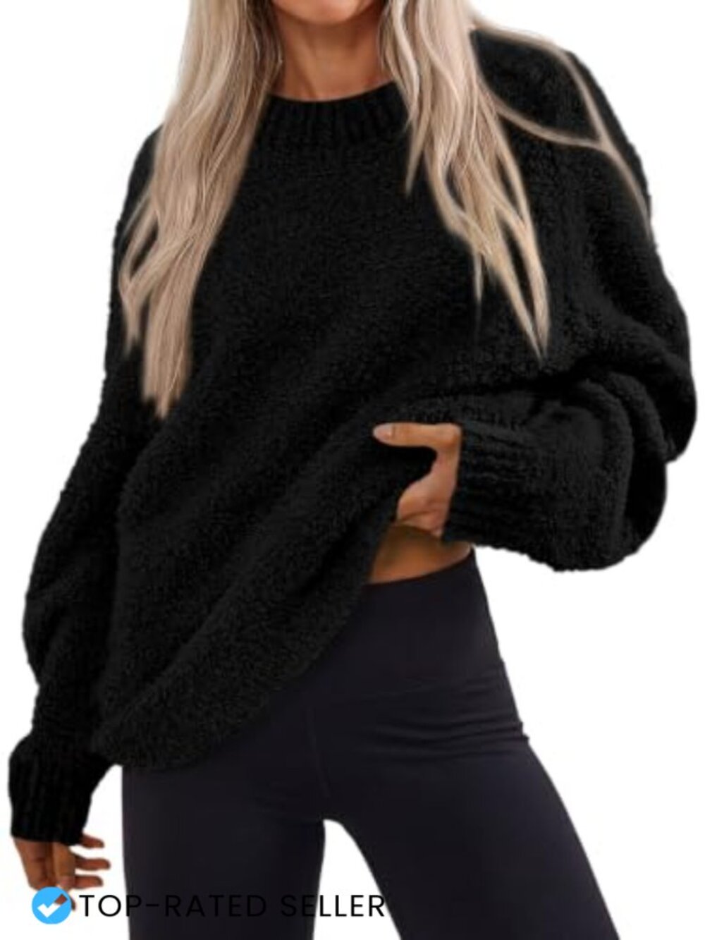 Oversized Fuzzy Chunky Knit Pullover Sweater Crewneck Long Sleeve